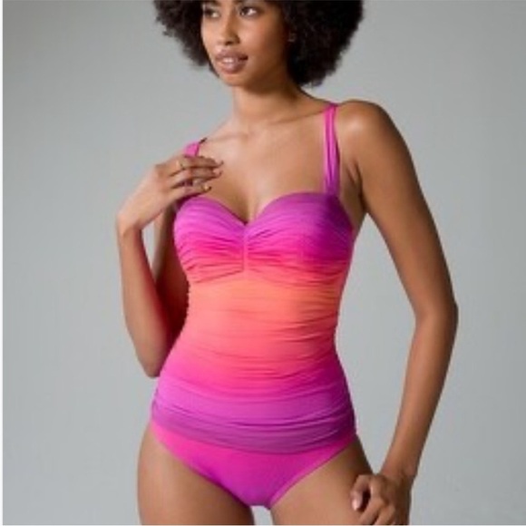 NWOT Bleu Rod Beattie pink ombre One Pc Swimsuit. Size 6 - Picture 2 of 8